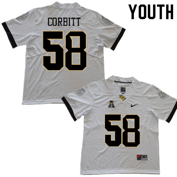 Youth #58 Dallaz Corbitt UCF Knights College Football Jerseys Sale-White